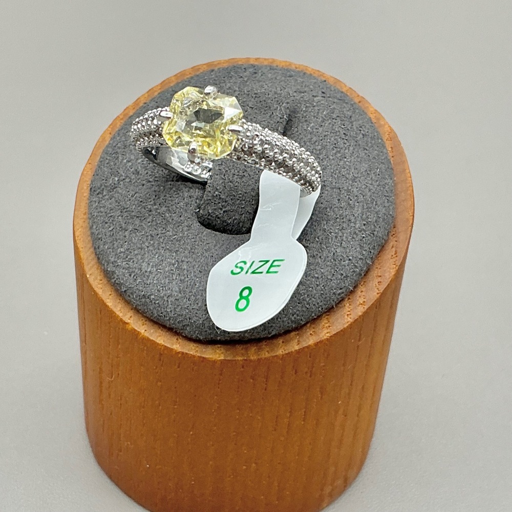 Bomb Party Hope's Glimpse Ring Women Yellow Rhodium Plated Lemon Cubic Zirconia